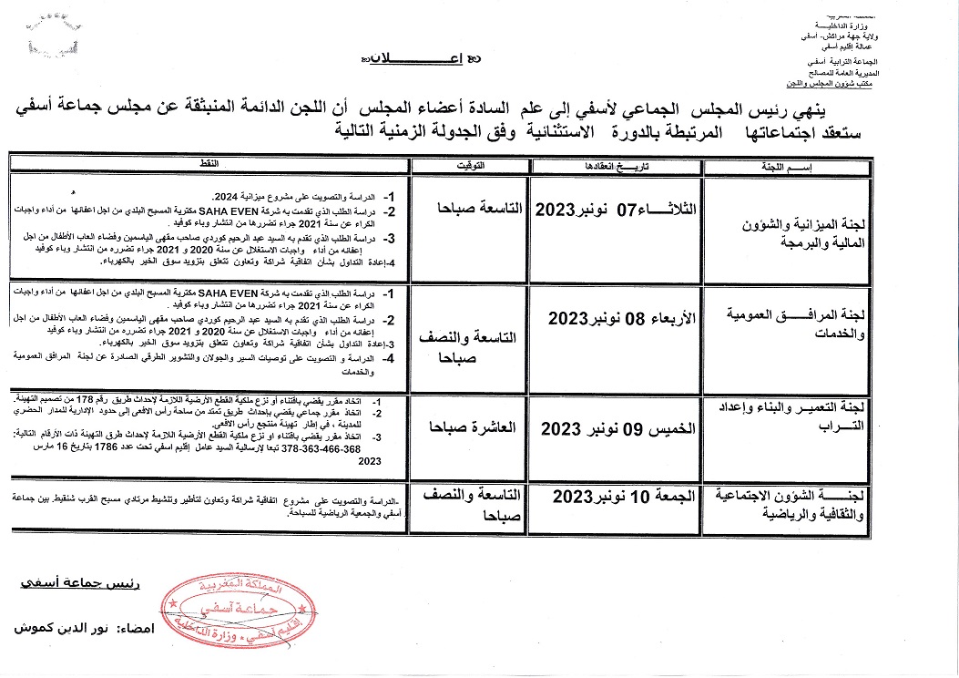 ​​​​اجتماعات اللجن الدورة الاستثنائية اكتوبر